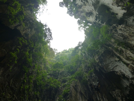 This is a view from inside of the cave.